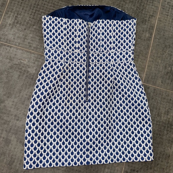 Lilly Pulitzer Strapless Navy & Silver Mermaid Dress Size 4 - Picture 6 of 11